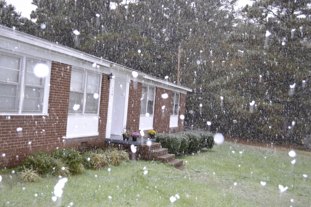 Rare snow fall in South Carolina in Autumn.