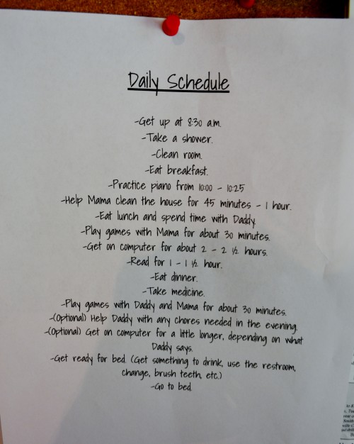 Daughter's Daily Schedule